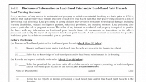 disclosing lead based paint