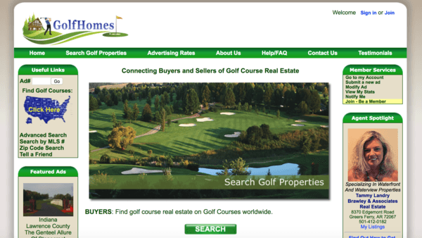 picture of golfhomes.com homepage