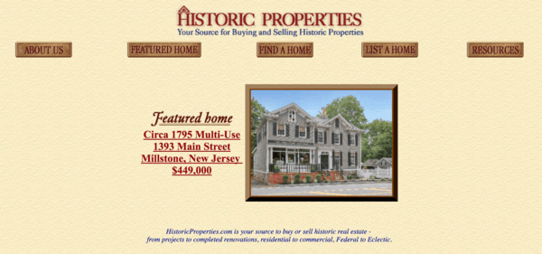 picture of historicproperties.com homepage