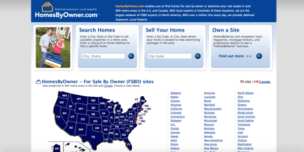 picture of homesbyowner.com homepage