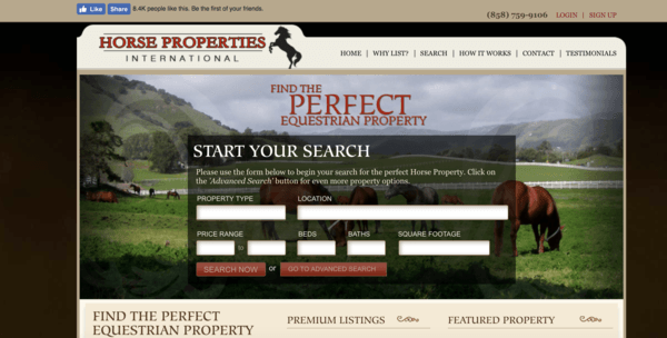 picture of horsepropertiesinternational.com homepage