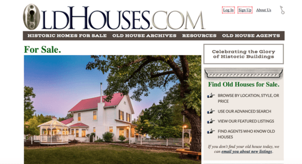 picture of oldhouses.com homepage
