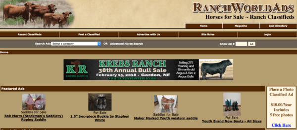 picture of ranchworldads.com homepage