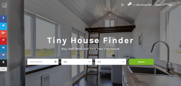 picture of tinyhousefinder.net homepage