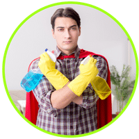 picture of man ready to clean