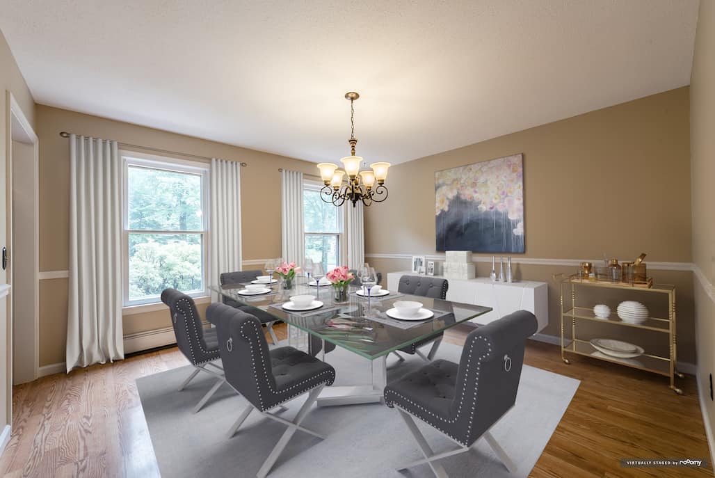 picture of rooomy dining room virtually staged