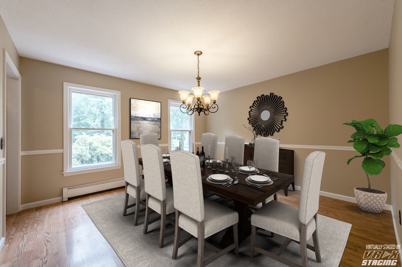 picture of virtually staged dining room by VRX Staging