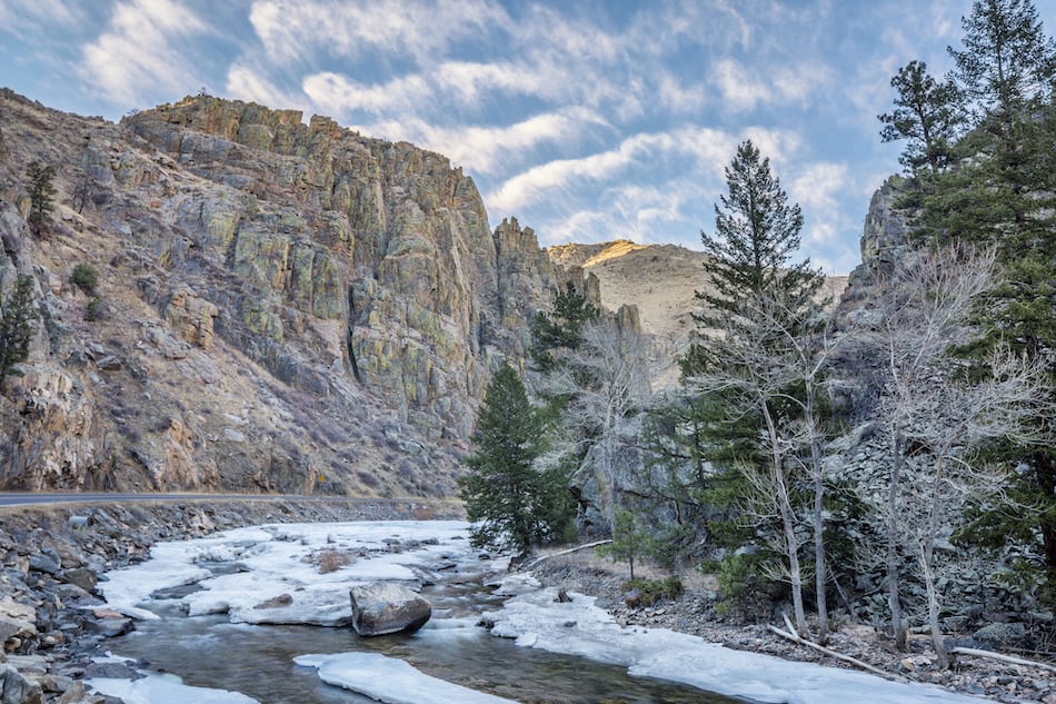 picture of Cache la Poudre River at Little Narrows west of  Fort Collins, Colorado - winter scenery