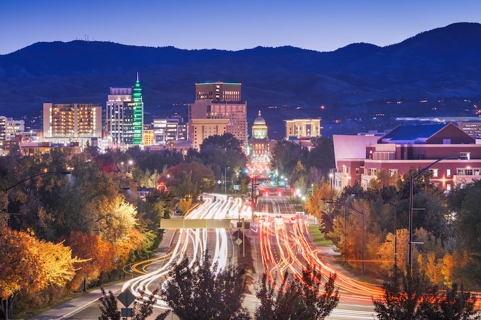 picture of Boise, Idaho, USA downtown cityscape at twilight.