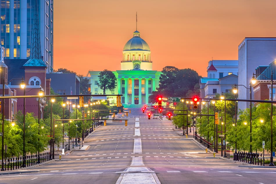 picture of Montgomery, Alabama, USA with the State Capitol at dawn.