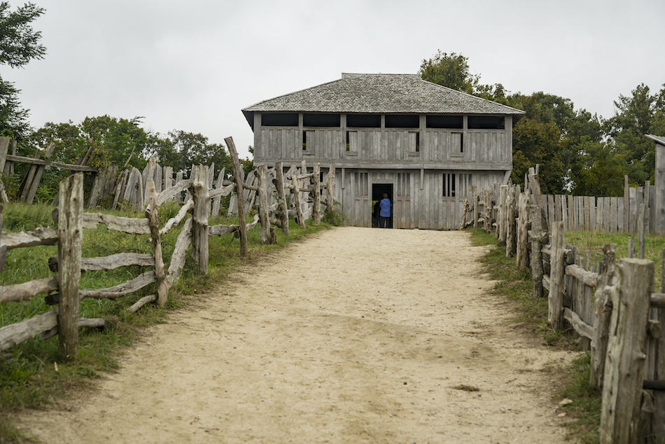 Old buildings in Plymouth plantation at Plymouth, MA. It was the first Pilgrims settlement in north America.