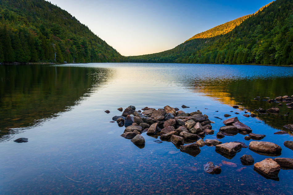 Morning reflections at Bubble Pond, in Acadia National Park, Maine.