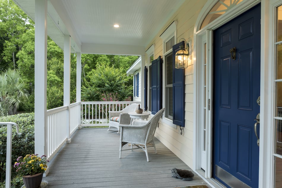 picture of Beautiful front entrance of Alabama home with covered porch.