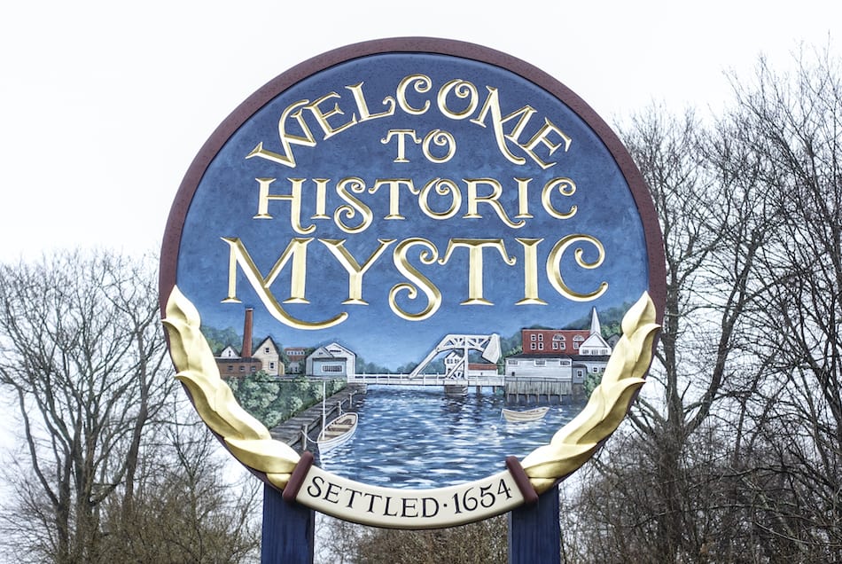 Welcome To Historic Mystic Sign in Connecticut