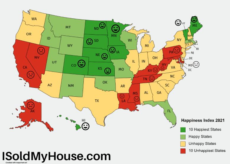 picture of Happiest States 2021 Ranking