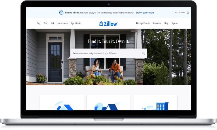 picture of zillow.com which can be used to search for old houses for sale across in all 50 states.