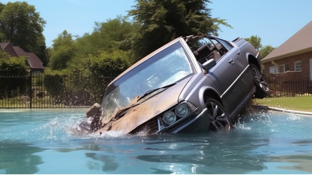 Car Plunges Into Pool In A Bizarre Backyard Accident